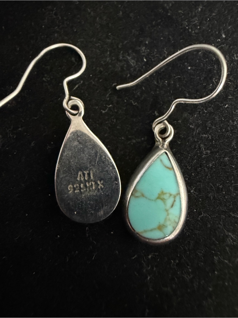 925 Sterling silver Mexico ATI turquoise earrings